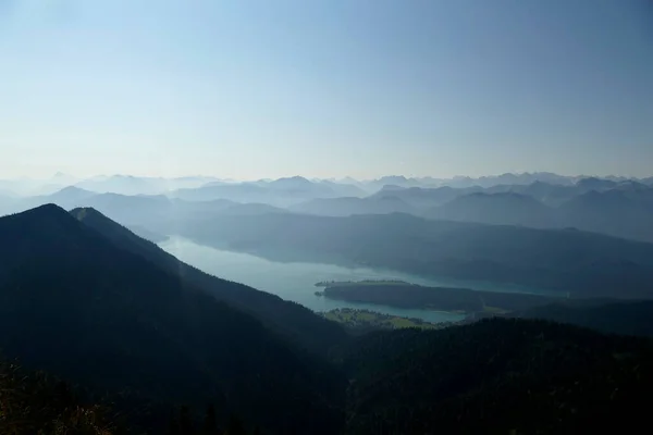Сценічна Ландшафтна Панорама Мартінскопф Гора Озеро Вальченсі Баварії Німеччина — стокове фото