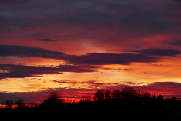 Beautiful Sunset Bavarian Landscape Germany — Stock Photo, Image