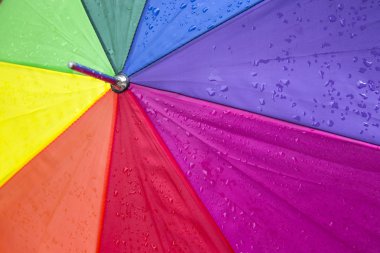 Yağmur damlaları ile renkli şemsiye