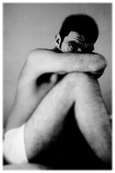 Male half-nude in black and white — Stock Photo, Image
