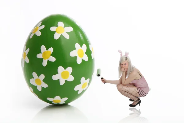 Easter bunny at work — Stock Photo, Image