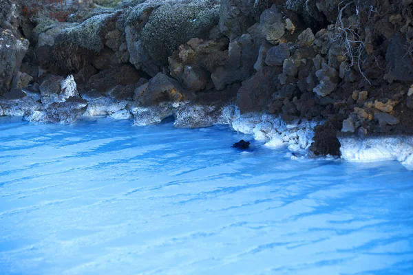 Mjölkaktig vit och blå vatten av den geotermiska badet blå lagunen i — Stockfoto