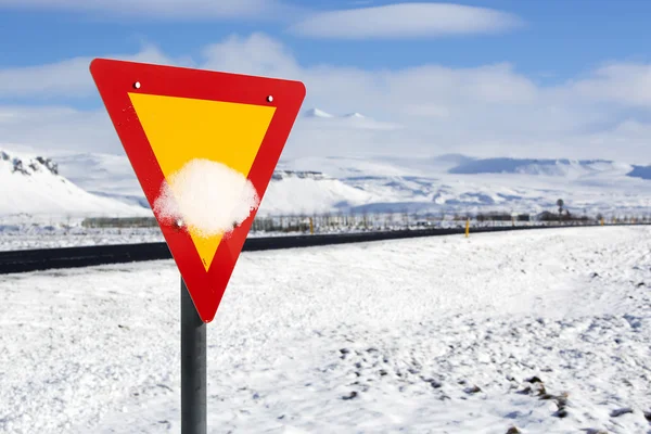 Traffic sign at the road — Stock Photo, Image