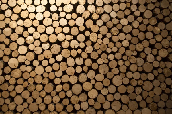 Close-up van gestapelde brandhout — Stockfoto