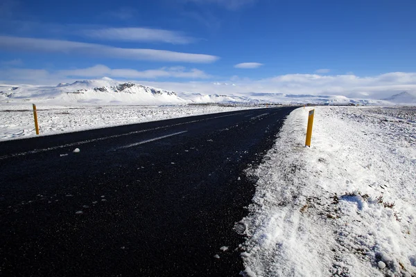 Etkileyici manzara ile ıslak yol 