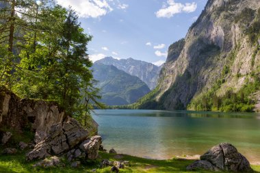 Obersee Gölü, Konigssee Gölü, Berchtesgaden Alpleri, Bavyera, Almanya