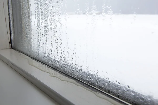 在一个窗口的湿度 — 图库照片