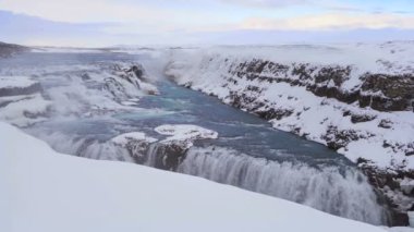 Timelapse şelale Gullfoss, İzlanda