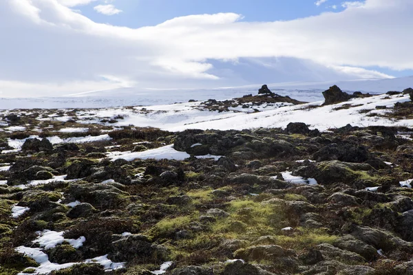 Wide panorama shot of winter mountain landscape, Iceland — Stock Photo, Image