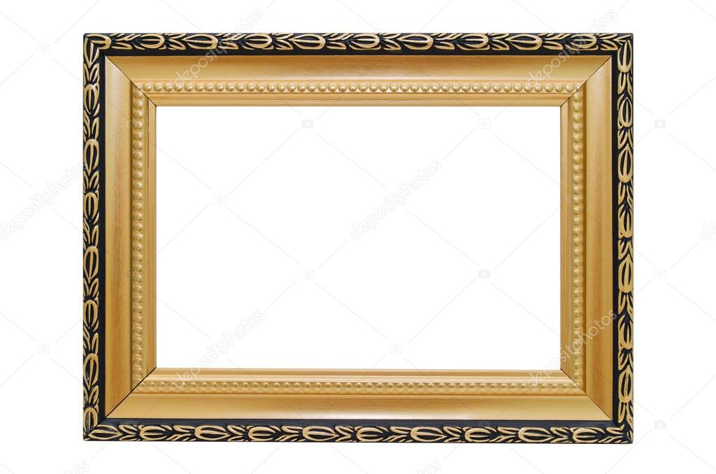 Golden picture frame on a white background