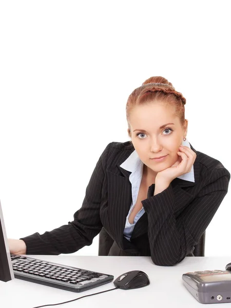 Young Woman Workplace Office Isolated White — Stock Photo, Image