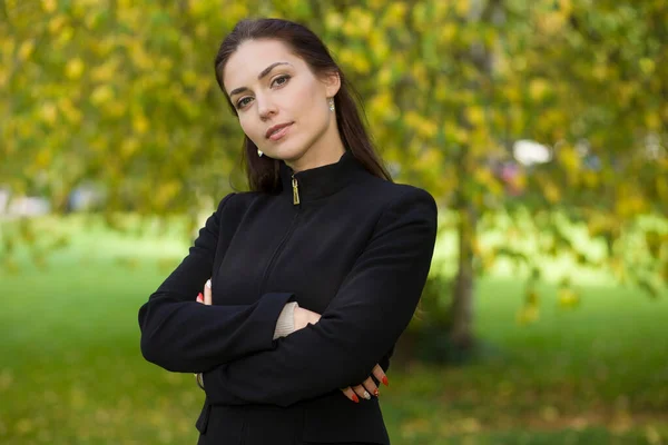 Young Beauty Girl Park Autumn — Stock Photo, Image