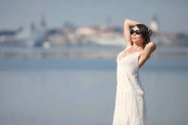 Jeune Femme Adulte Vêtements Été Bord Mer — Photo