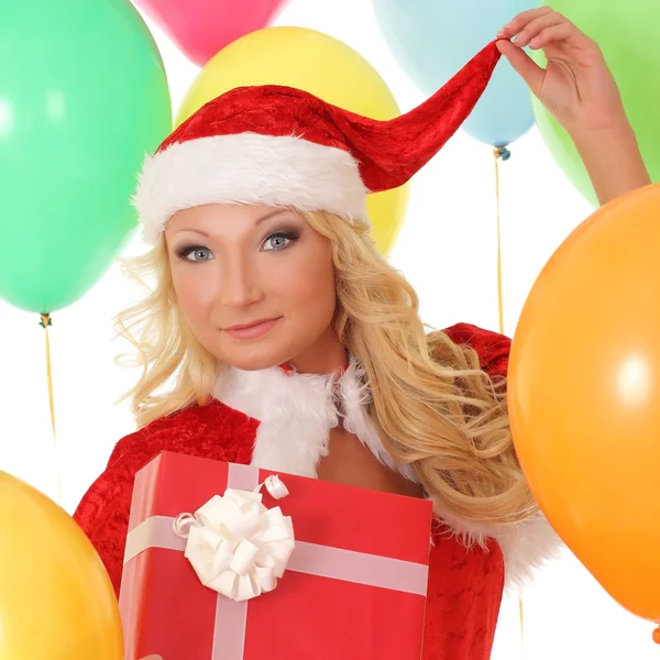 Mujer de Navidad con caja de regalos —  Fotos de Stock