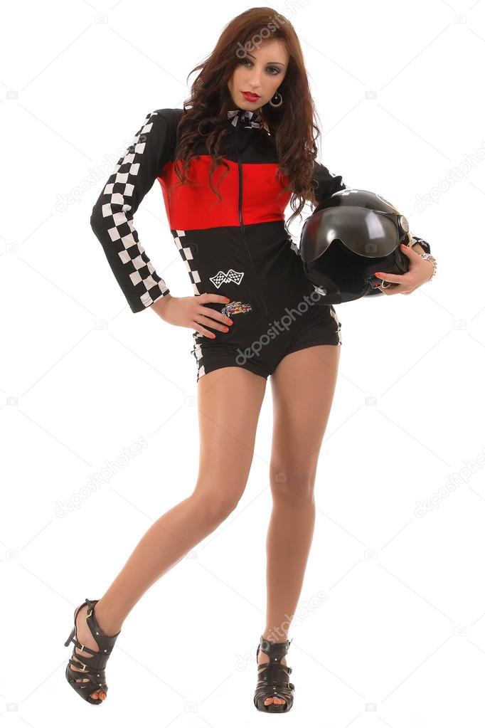 sexy girl in a racing suit