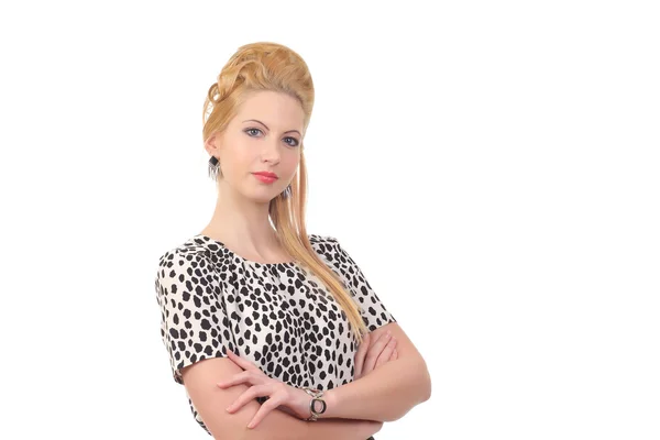 Young beautiful blond woman with styled hair — Stock Photo, Image