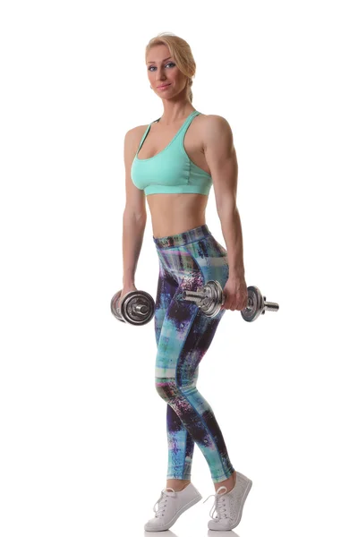 Athletic  woman doing workout with weights — Stock Photo, Image