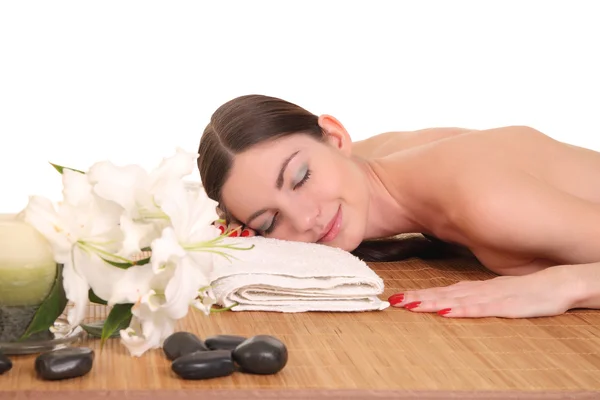 Young girl lying in a spa — Stock Photo, Image