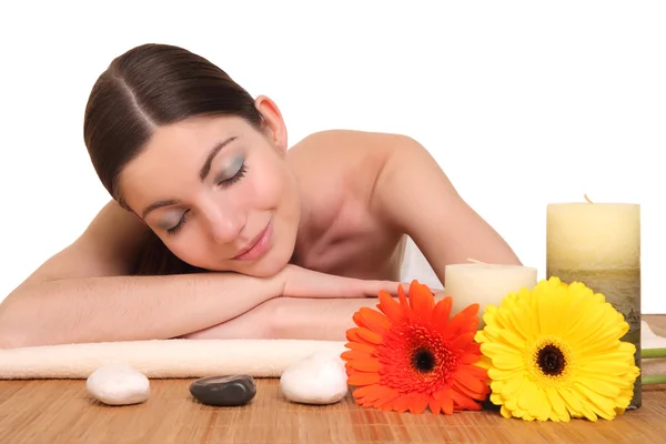 Young girl lying in a spa — Stock Photo, Image