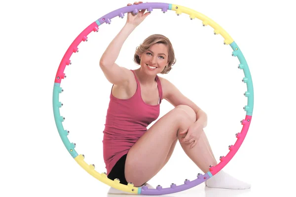 Hula hoop pin-up tarzı ile kız — Stok fotoğraf