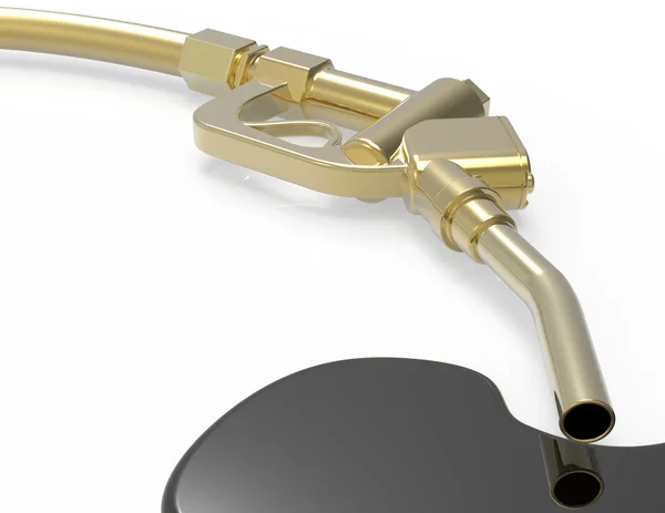 Gouden gas pomp mondstuk. 3D render. — Stockfoto