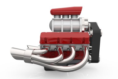 Hot rod V8 motoru 3d render