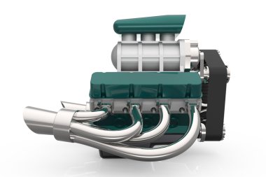 Hot rod V8 motoru 3d render
