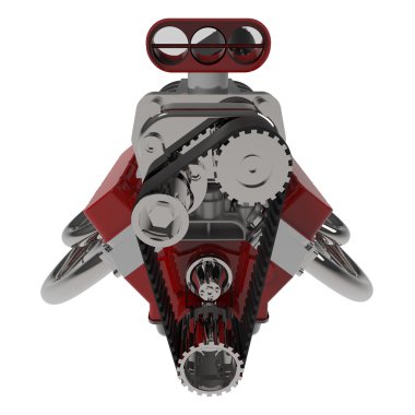 Hot rod V8 motoru 3d render