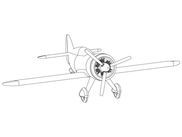 矢量孤立的螺旋桨飞机绘图 — 图库矢量图片