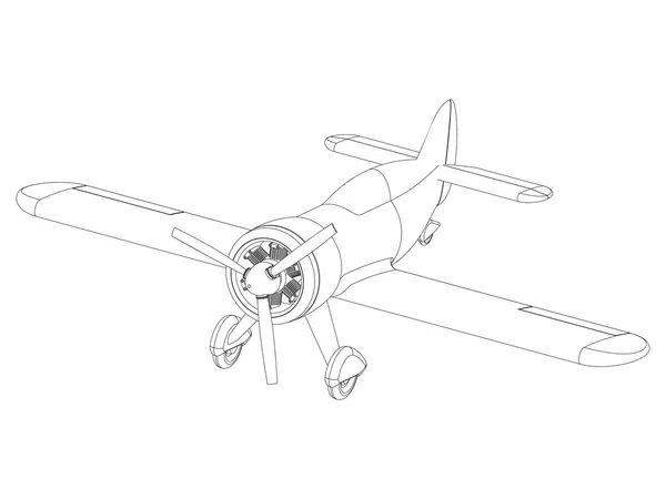 Vector geïsoleerde propeller vliegtuig tekening — Stockvector