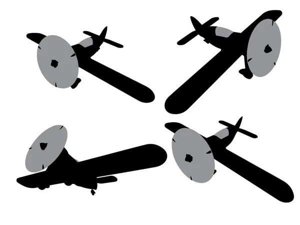 Vector isolated propeller plane set — Stock Vector