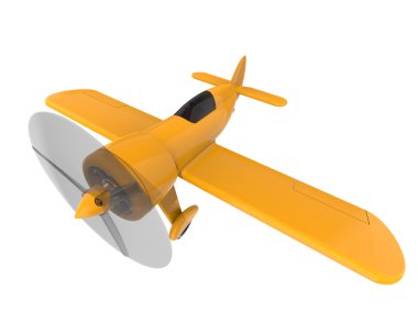 Pervaneli uçak üzerinde beyaz izole. 3D render