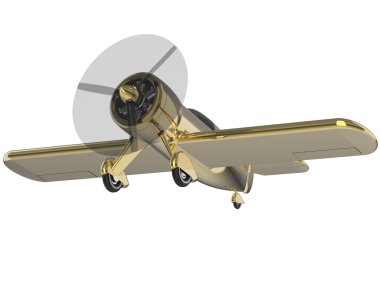 Pervaneli uçak üzerinde beyaz izole. 3D render