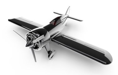 Pervaneli uçak üzerinde beyaz izole. 3D render