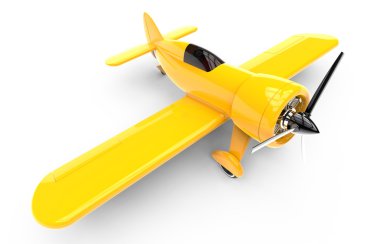 Pervaneli uçak üzerinde beyaz izole. 3D render