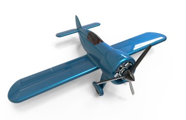 Pervaneli uçak üzerinde beyaz izole. 3D render