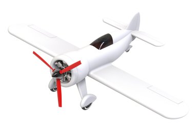 Pervaneli uçak üzerinde beyaz izole. 3D render