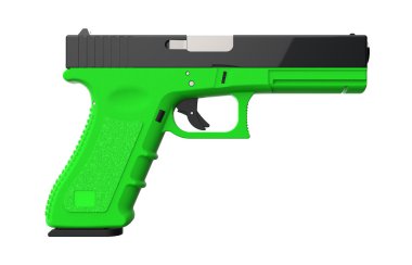 Beyaz arka plan üzerinde izole tabanca. 3D render