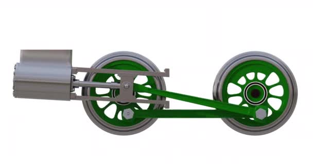 Las ruedas de la locomotora. Renderizado 3D — Vídeos de Stock