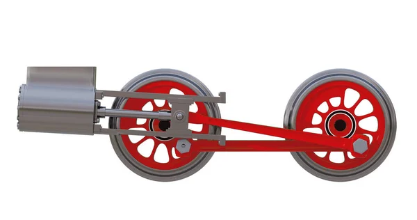 Die Räder der Lokomotive. 3D-Renderer — Stockfoto