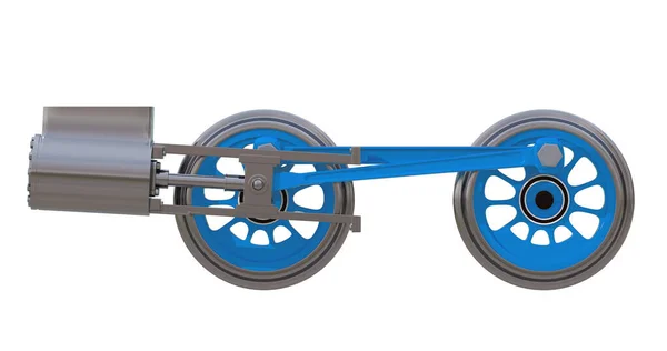 Die Räder der Lokomotive. 3D-Renderer — Stockfoto