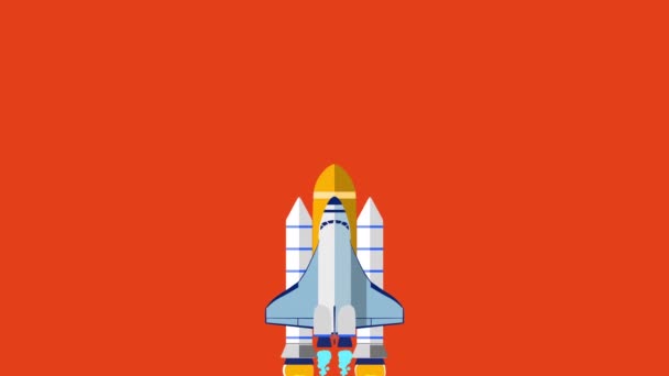 Animation of flat style rocket — Stock Video