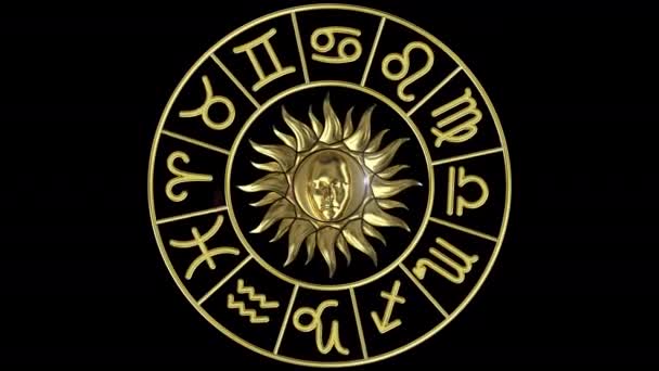 Horoscoopwiel Zodiacale cirkel — Stockvideo