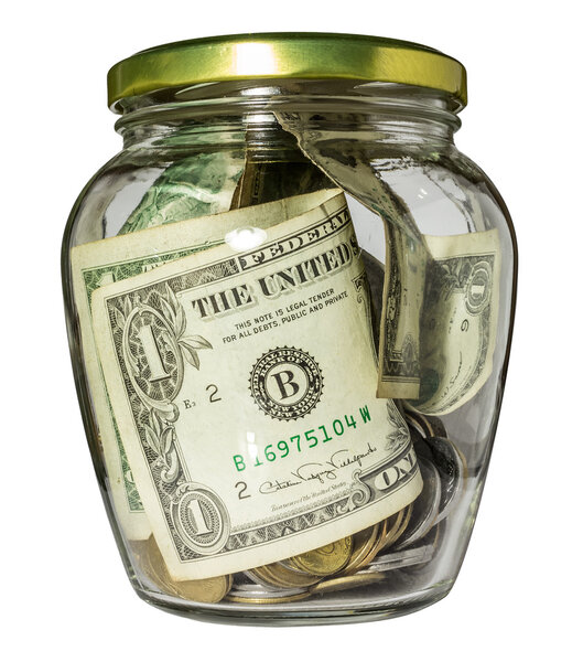 Glass jar with money