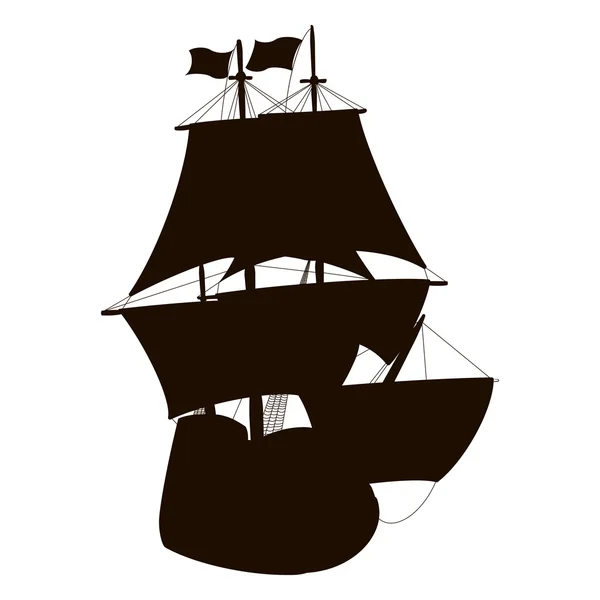 Silhouette Segelboot — Stockvektor