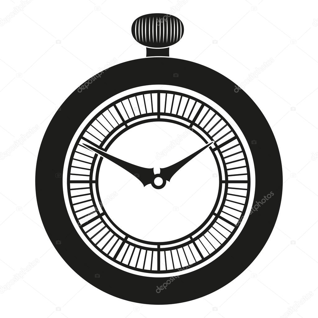 Pocket Watch silhouette isolated on white background