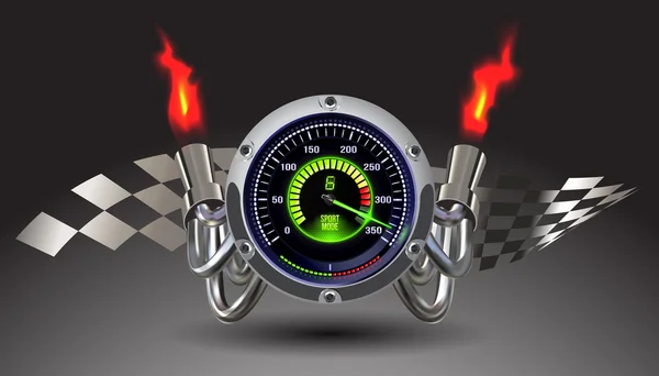 Compteur de vitesse éclairé par vecteur — Image vectorielle