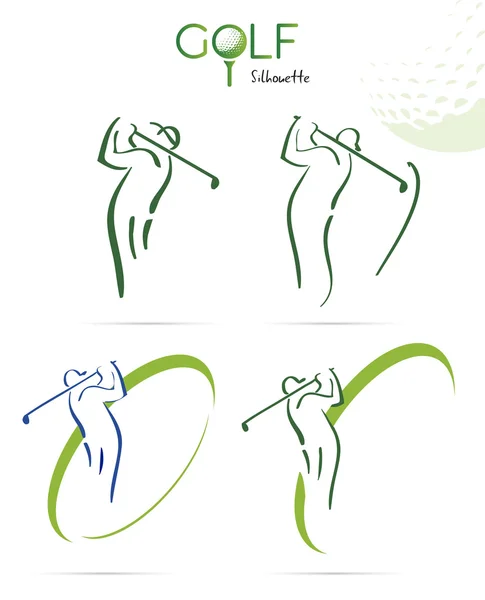 Golf oyuncu siluetleri — Stok Vektör