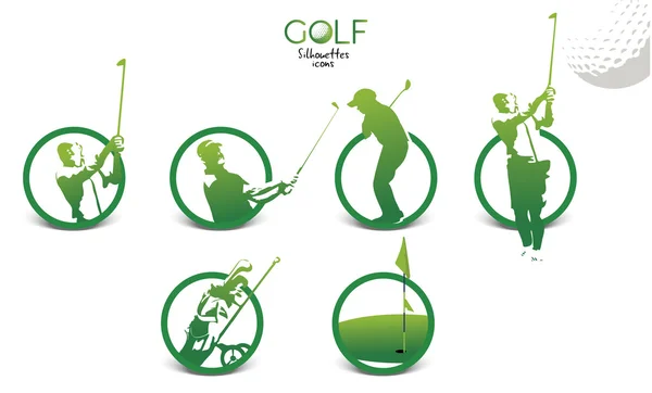 Siluetas de jugador de golf — Vector de stock