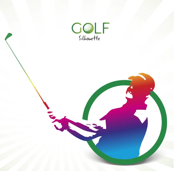 Silueta del hombre jugando al golf — Vector de stock